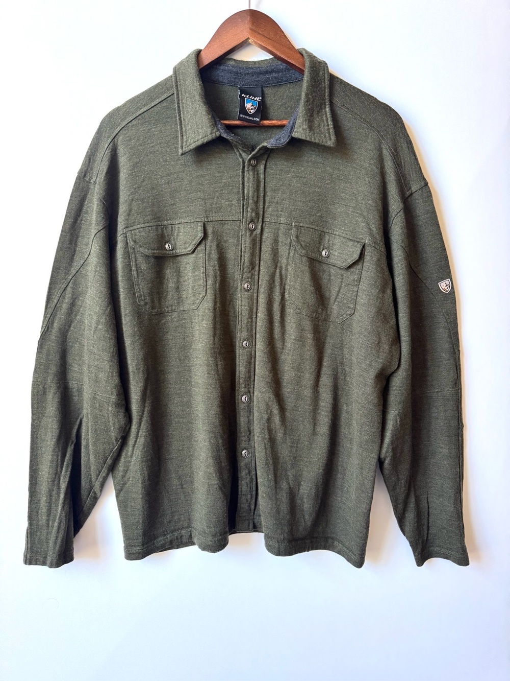 KUHL Men’s Merino Wool Buttondown Shirt Olive Green